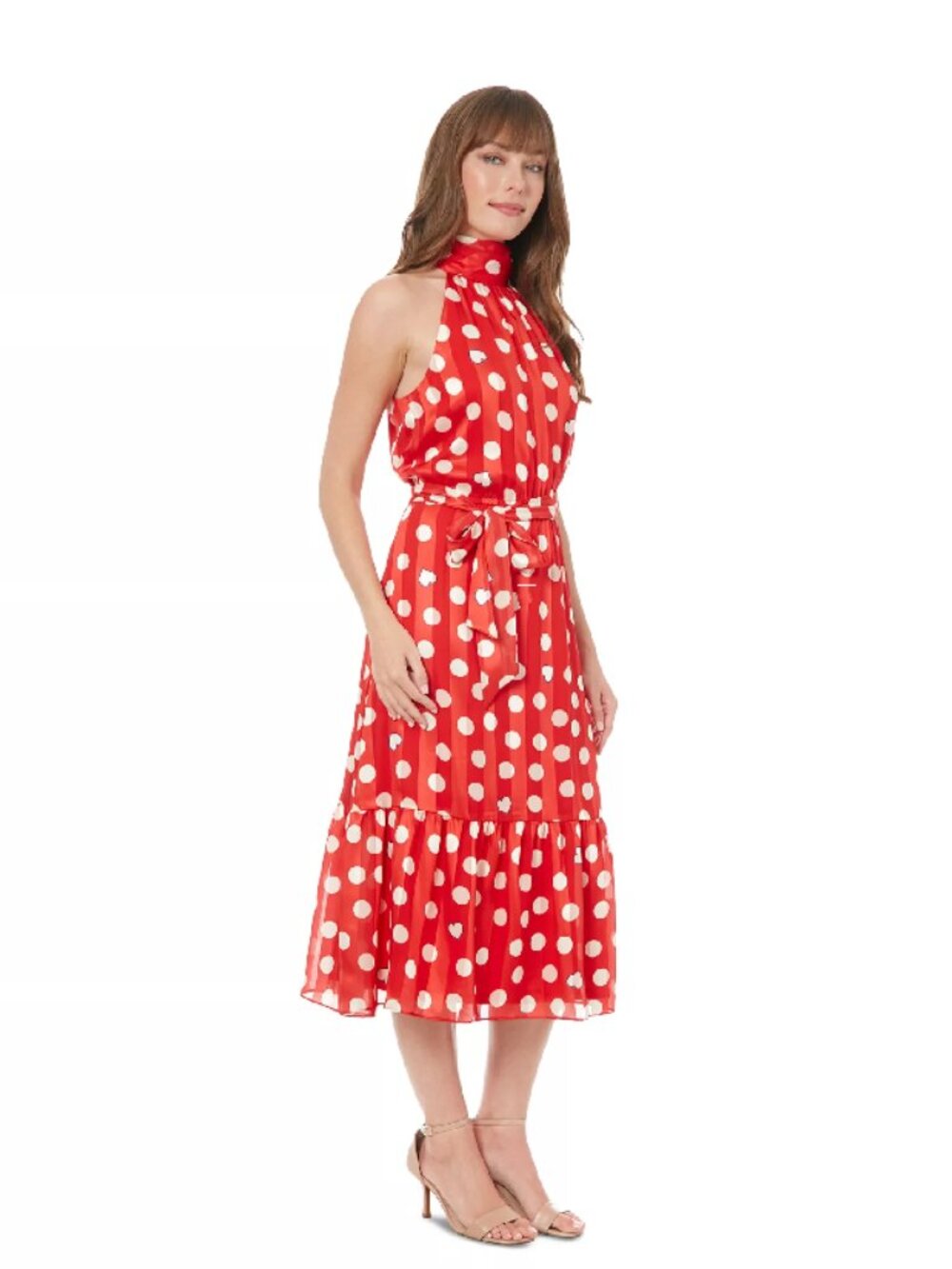 Red Polka Dot Midi Dress 24W 3X Fit Flare Wedding Guest London Times - Picture 8 of 16